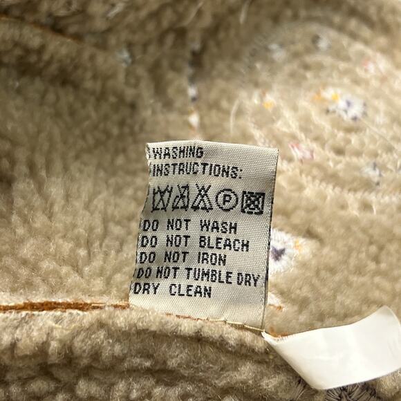 Vintage 90s Bacci Floral Embroidered Penny Lane Coat Faux Suede Sherpa Collar - Picture 10 of 11